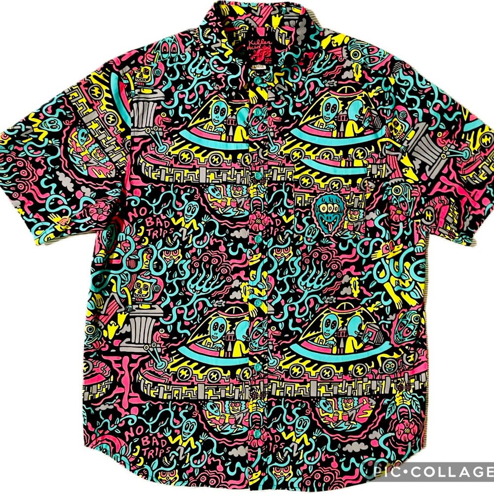 Vintage Y2K Killer Acid California | No Bad Trips |Short Sleeve Button Up